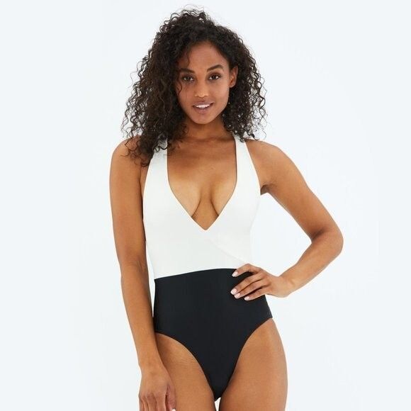 Summer Salt The Deep Dive Size 8 Swimsuit Black White One Piece Beach NEW! - Picture 1 of 9
